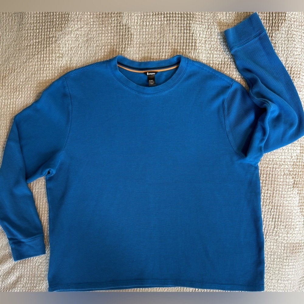 Cotopaxi Blue Long Sleeve Shirt Waffle Knit Thermal Crewneck XXL Blue Outdoor 🦙